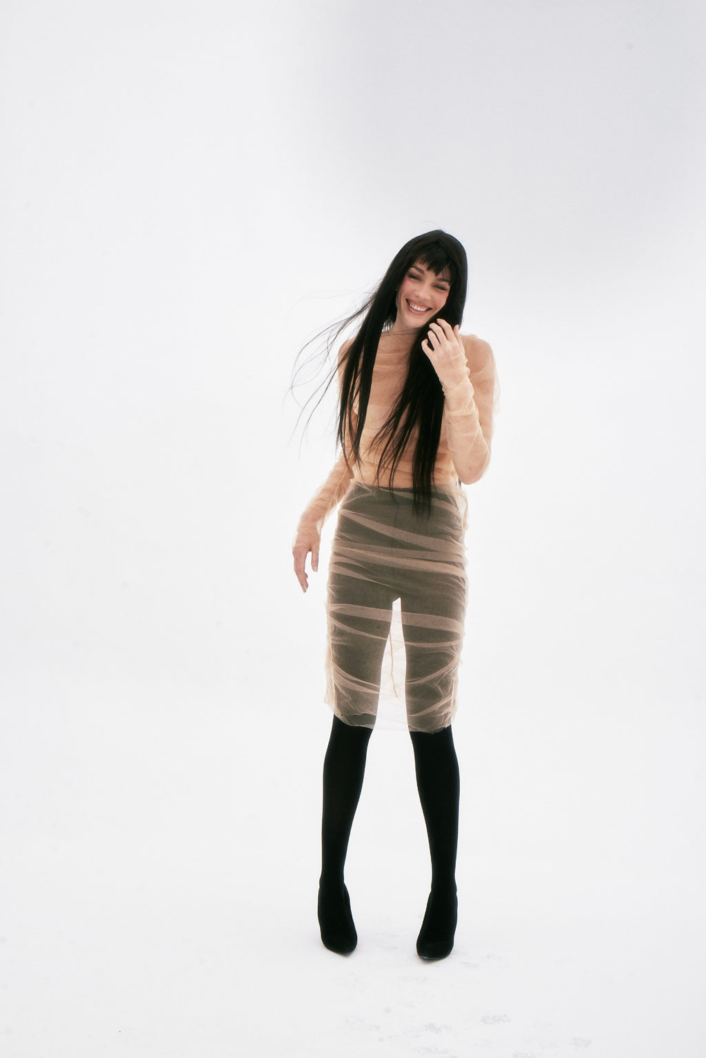Vestido de Tule Nude