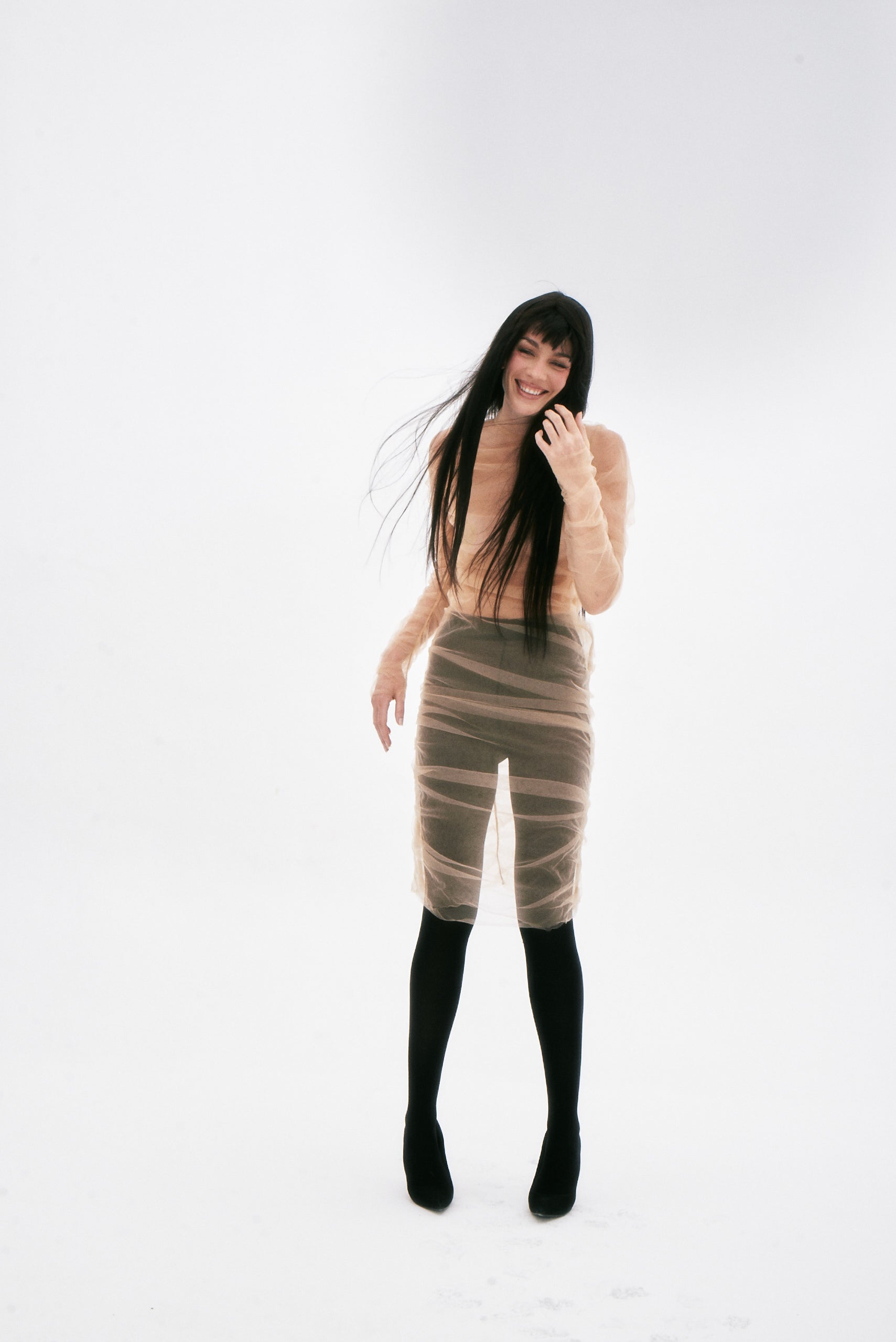 Vestido de Tule Nude
