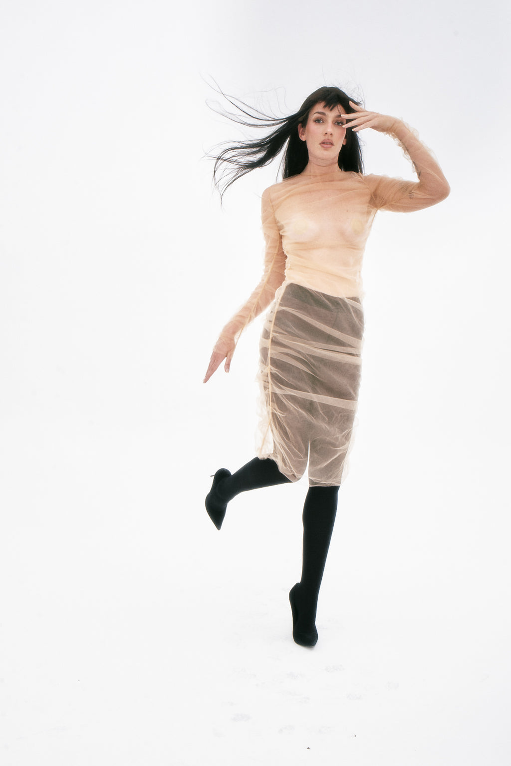 Vestido de Tule Nude