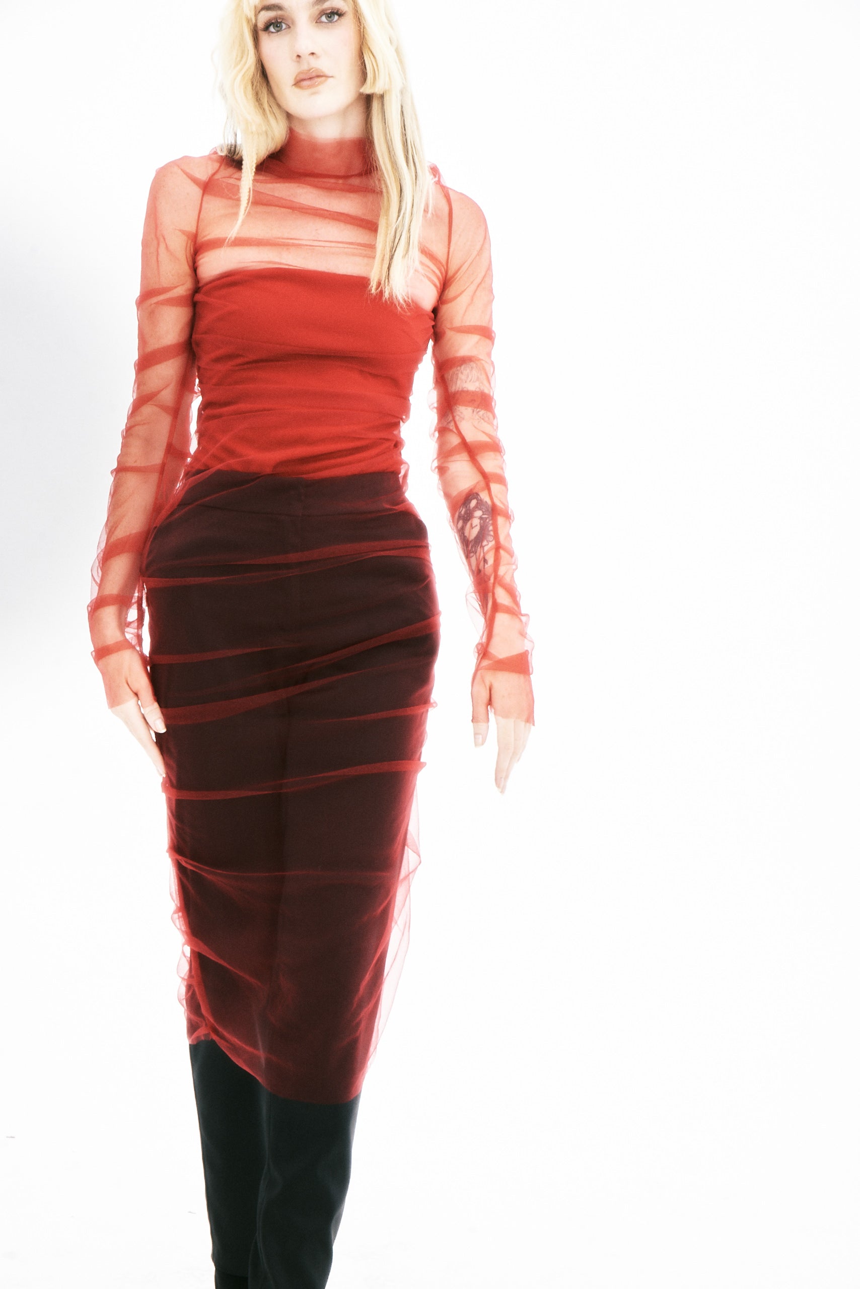 Vestido de Tule Vermelho